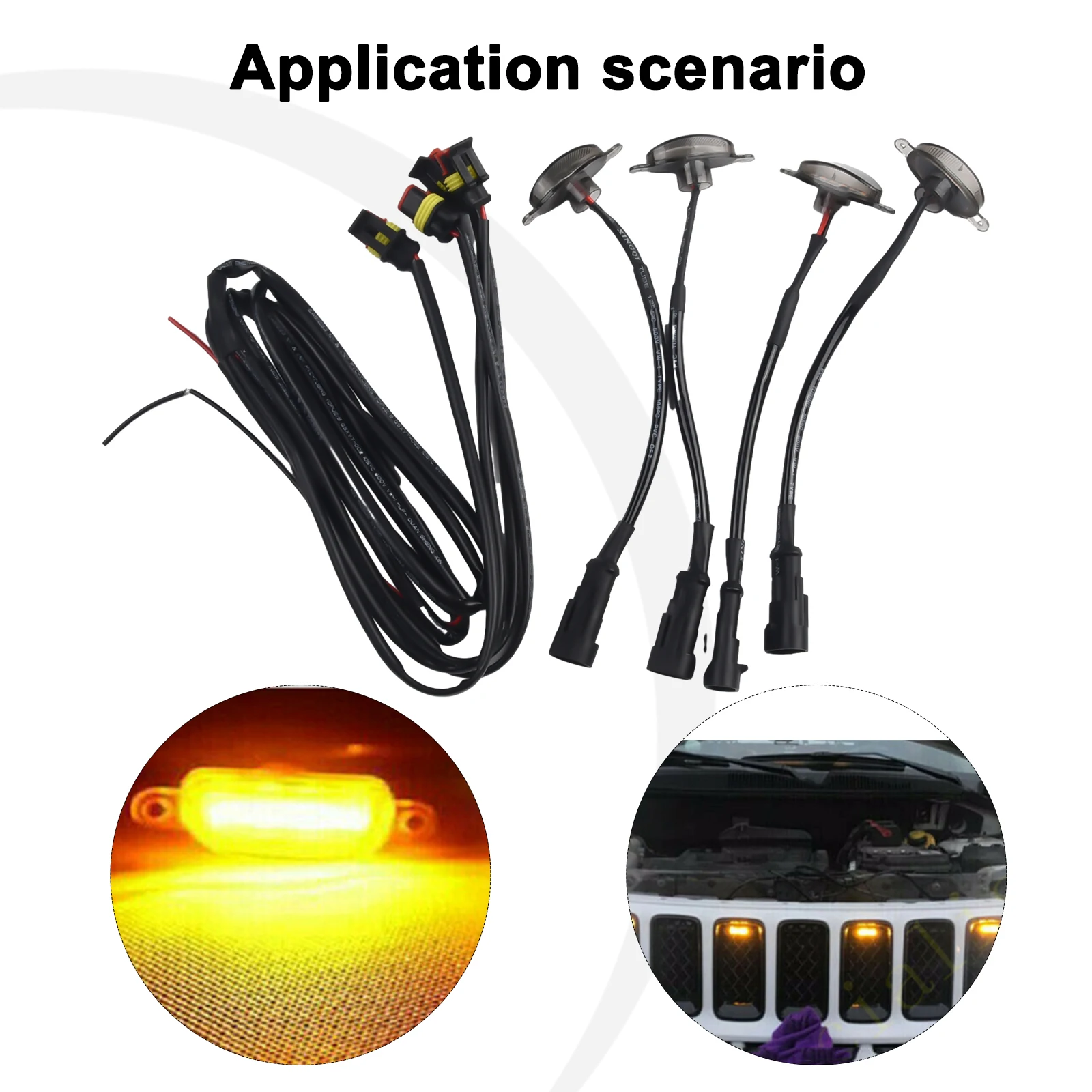 

4pcs LED Grille Lights For Jeep For Cherokee Front Grille LED Headlights Running Lights Raptor Style Grill Car Lamps