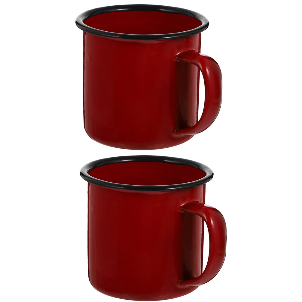 

2 Pcs Enamel Drinking Cup Coffee Cups Enamelware Mug Chinese Style Enamell Tea Miss