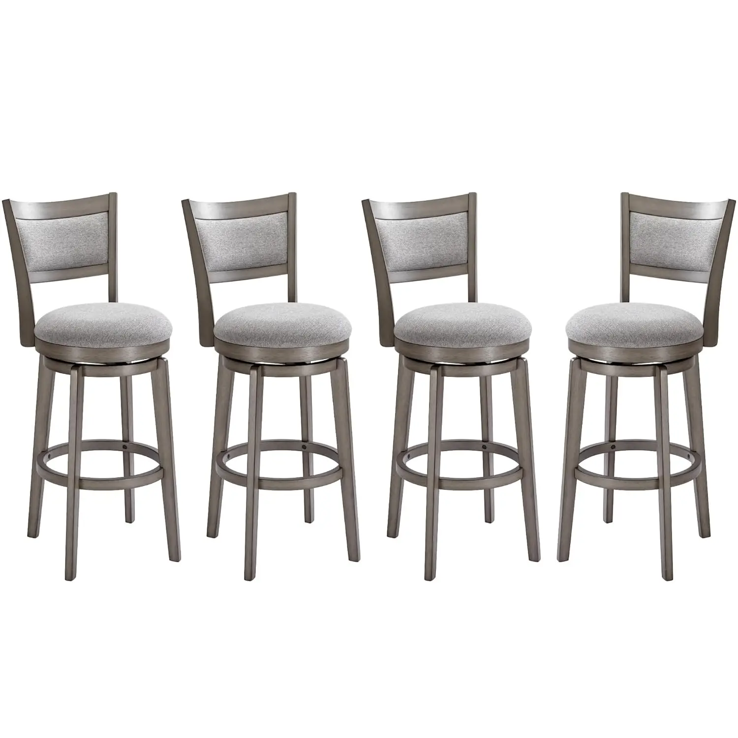 

Набор из 4 поворотных барных стульев, высота 30 дюймов, барные стулья с высокой спинкой, на ножках из массива дерева, с обивкой, на заказ