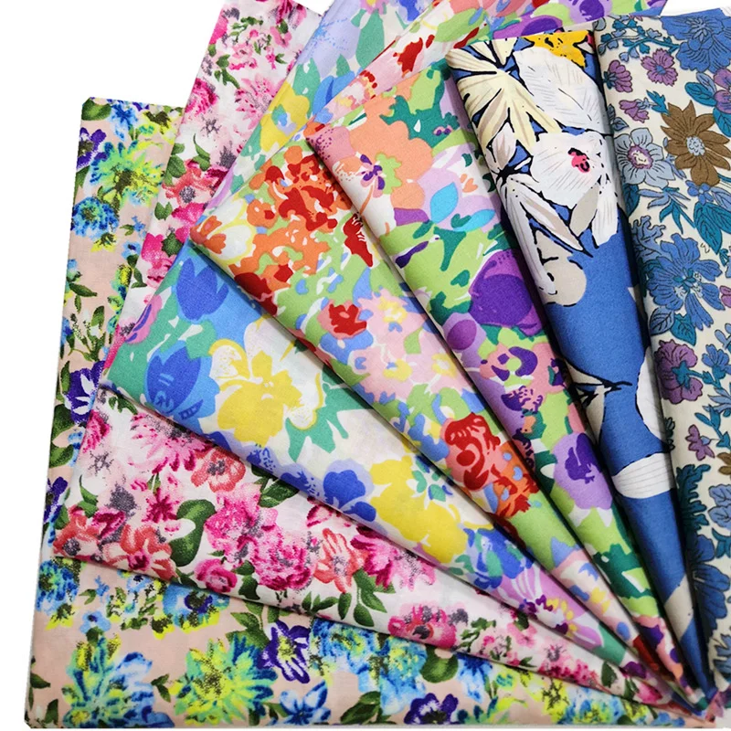 Cotton Poplin Cloth for Making Women\'s Printed Wear, Children\'s Dress, Floral Pastoral Sewing Fabric, High Quality, 140x50cm