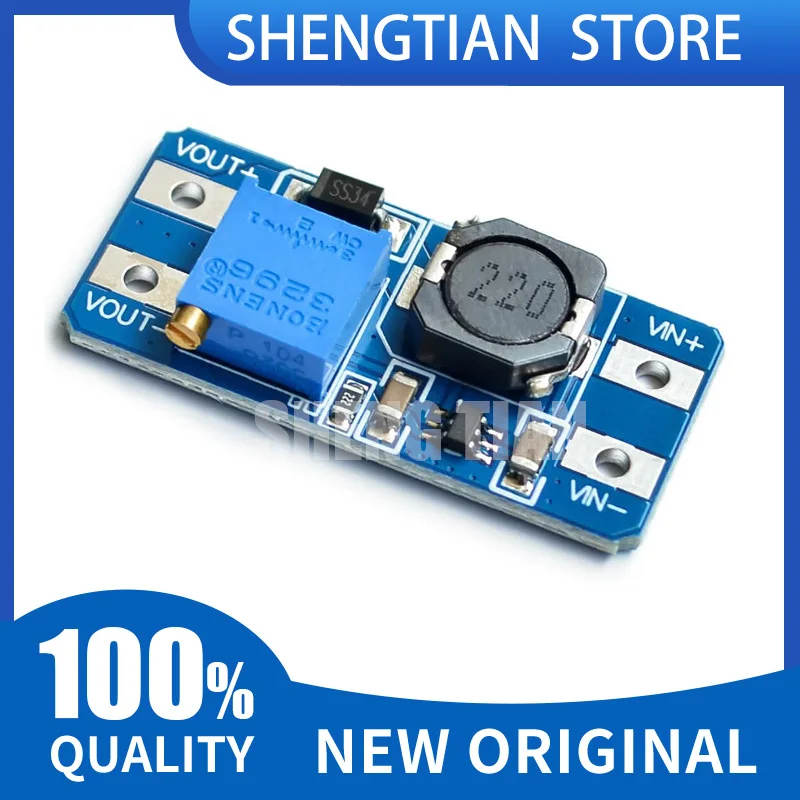 MT3608 Boost Module DC-DC Boost Converter 2A Adjustable Voltage 2V-24V to 5V-28V Power Supply Board for Arduino DIY Power Bank