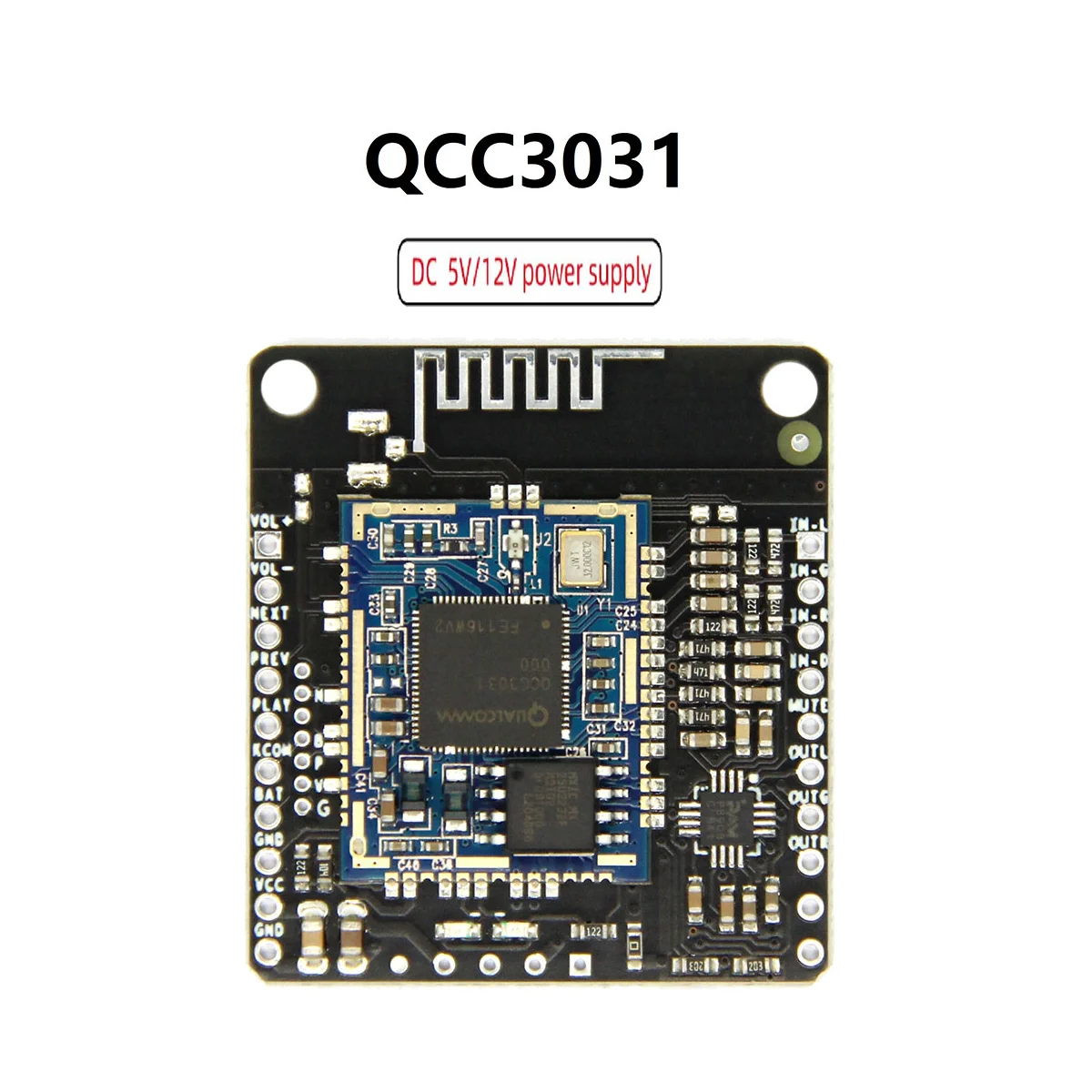 QCC3031 APTXHD Módulo Entrada de Áudio Line-In Lossless HiFi Bluetooth 5.0 Receiver Board para alto-falante com DC 4.5-5.5V