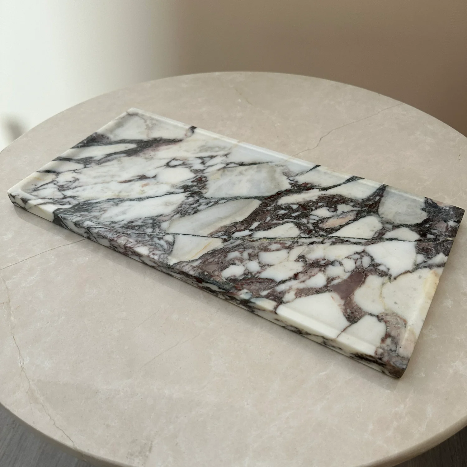 40 * 20Cm 100% Luxury Caracatta Violet Marble Carved Single Grid Jewelry Box Kitchen and Bathroom Accessories Storage Box