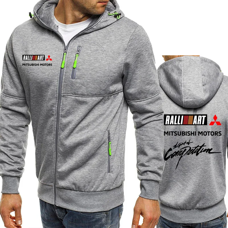 

Vintage Men's Hoodie Mitsubishi Motors Zip-Up Hooded Men's Jacket Racing Cycling Sweatshirt Outerwear Streetwear