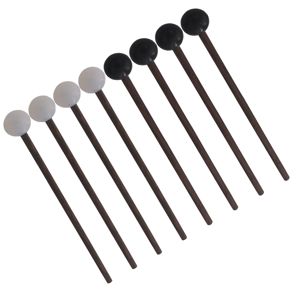 

4Pairs Portable Wooden Handle Rubber Mallets Steel Drum Tongue Drumsticks Meticulous Craftsmanship Musical Gifts