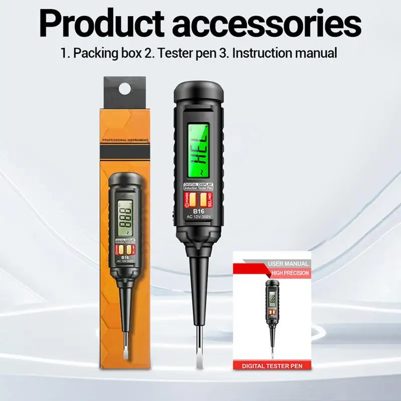 Voltage Detector Pen Neutral/Live Wire Tester LCD Backlight Digital Contactless Voltage Tester AC 12V-300V NVC Voltage Sensor