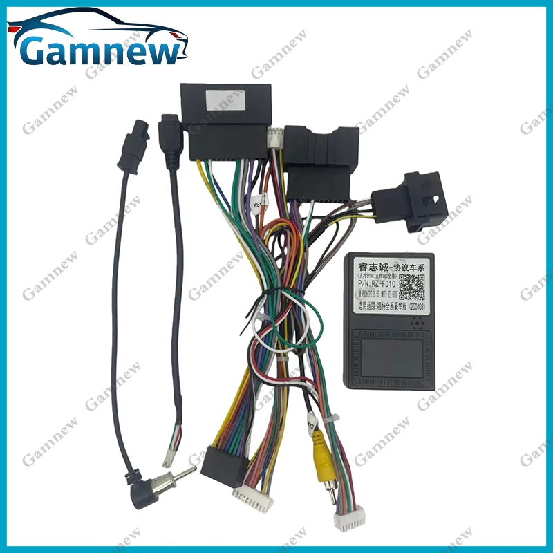 Gamnew 16Pin Car Wiring Harness Adapter Power Cable Canbus Box For Ford Focus Kuga Edge Explorer Escape RZ-FD10 RZ-FD09