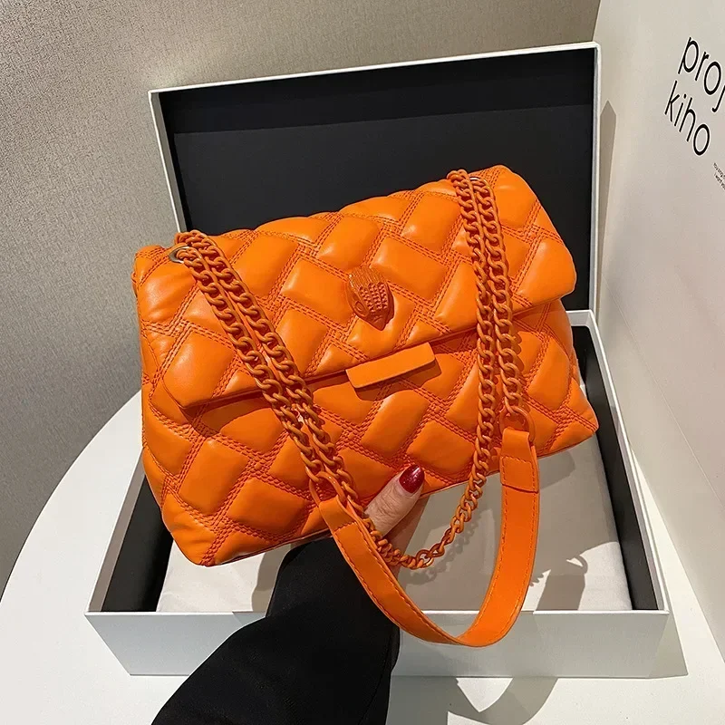 Kurt Geiger London tas selempang wanita, tas bahu wanita logam elang berlapis desainer mewah, tas selempang wanita kulit PU bordir kualitas tinggi