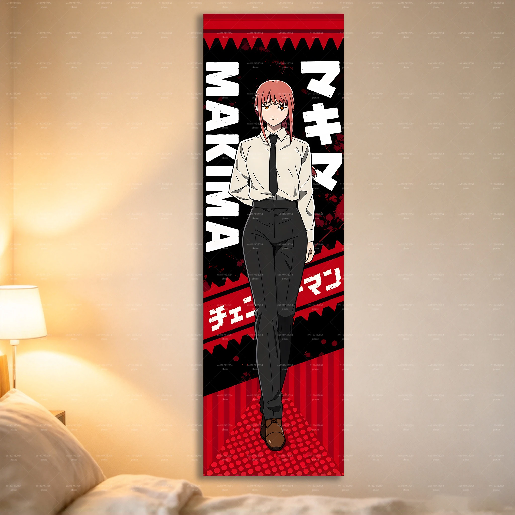 CC-Chainsaw M-Man Makima Vertical Tapestry Anime Wall Hanging Manga Character Wall Decor for Bedroom Game Room E-sport Room Home