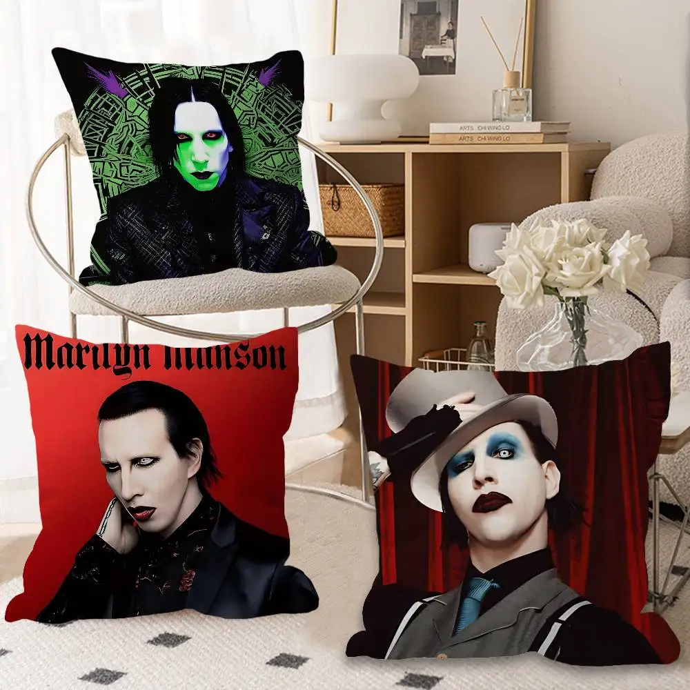 

Marilyn Manson Band Singer Personalized Picture Text Home Decorative Pillows Household Gifts 45x45cm