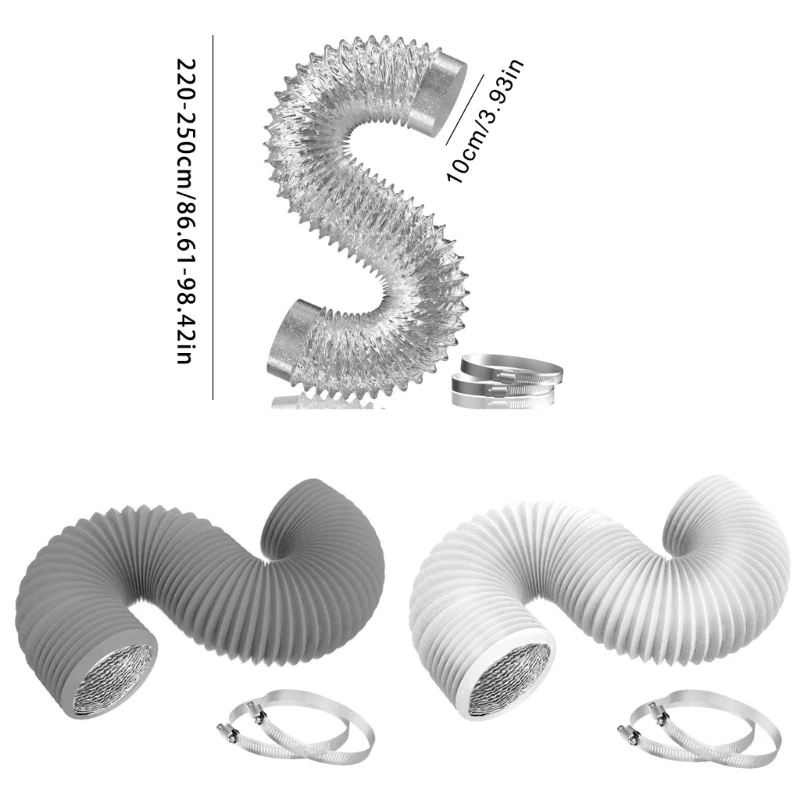 Tuyau ventilation pour sèche-linge, conduit d'air Flexible réglable en PVC, robuste avec 2 colliers serrage à vis pour