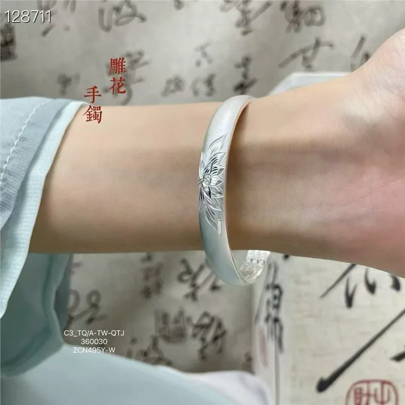 

9999 Сердце Сутра Серебряный Браслет Женский Твердый Матовый Открытый Дизайн Мама