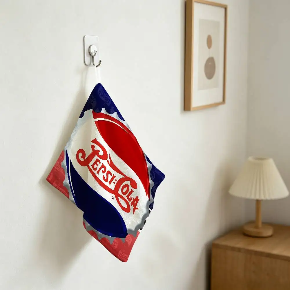 P-pePsi-CC-cOla Polyester Cotton Hanging Kitchen Towel, Skin Friendly Hand Wiping Towel For Hotel Cafe Household