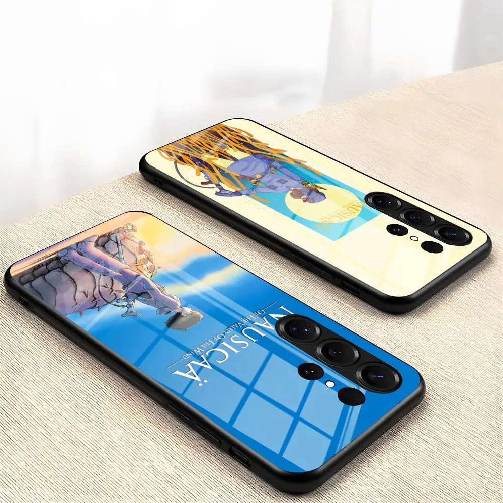 Чехол для телефона с изображением аниме-персонажа Nausicaa Of The Valley для Samsung S26 S25 S24 FE S23 S22 S21 Plus S20 Ultra Note20Ultra, черный, стеклянный