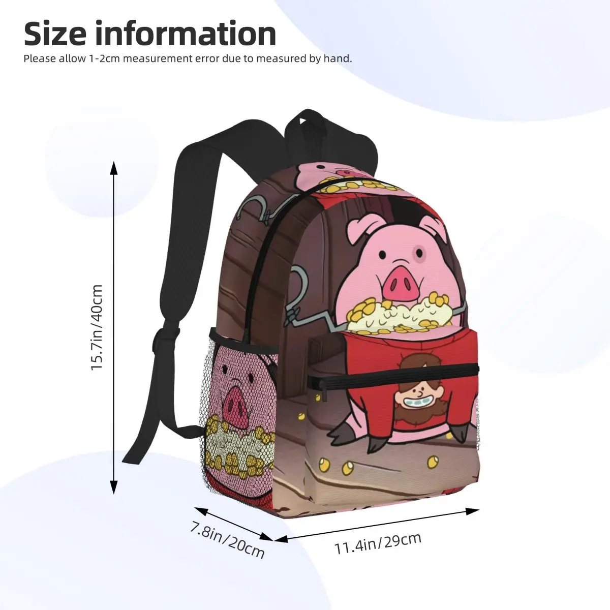 Lindo mascota cerdo Waddles dibujos animados estudiante mochila escuela bolsa senderismo viaje mochila para niños niñas moda mochila bolsos de hombro