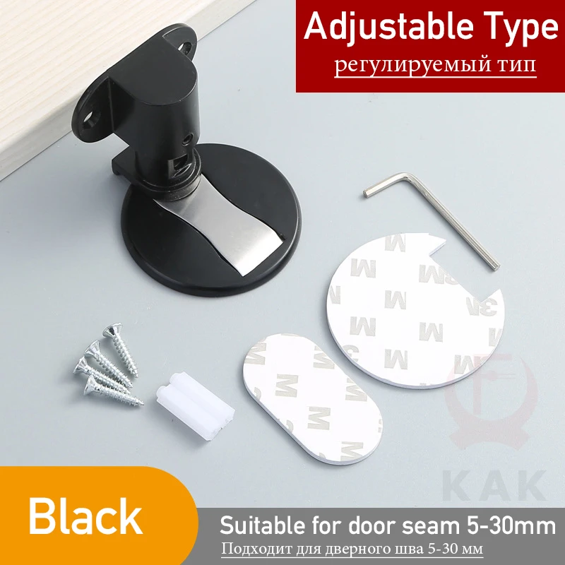 KAK Verstellbarer Türstopper, stanzfreier magnetischer Türstopper, Zinklegierung, Antikollisions-Türhalter, versteckter Türstopper, Türbeschläge