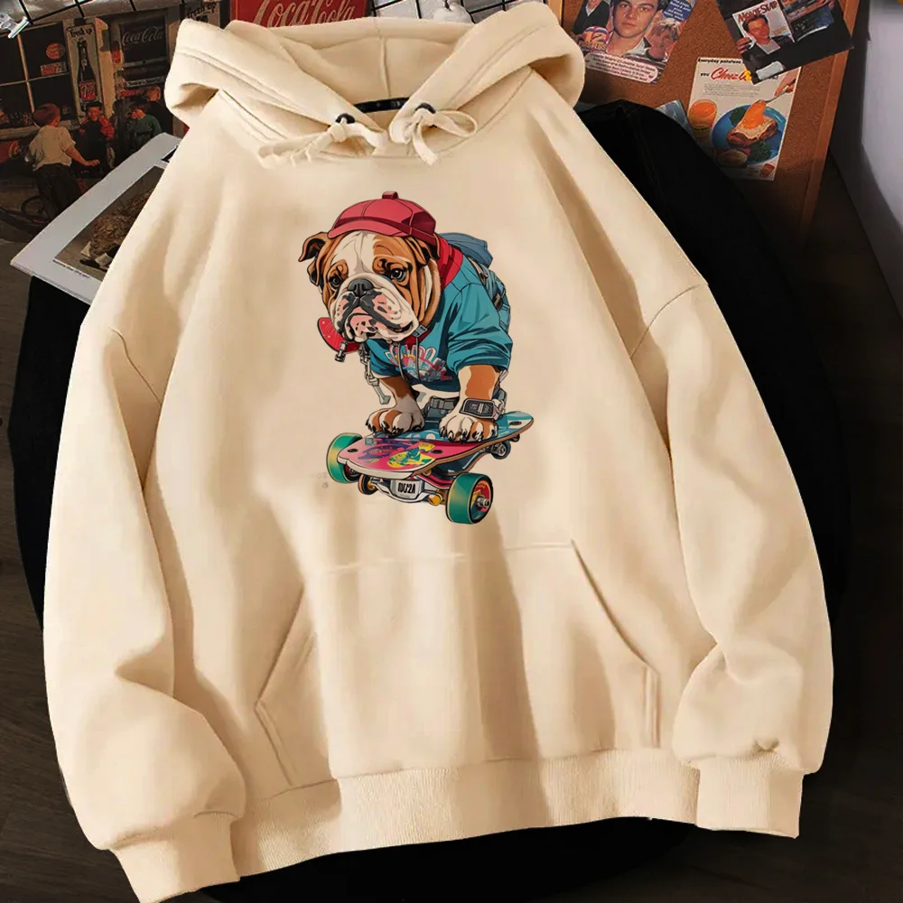 Sudaderas con capucha de Bulldog para mujer, Jersey japonés de los años 90, Camisa con capucha Kawaii para mujer