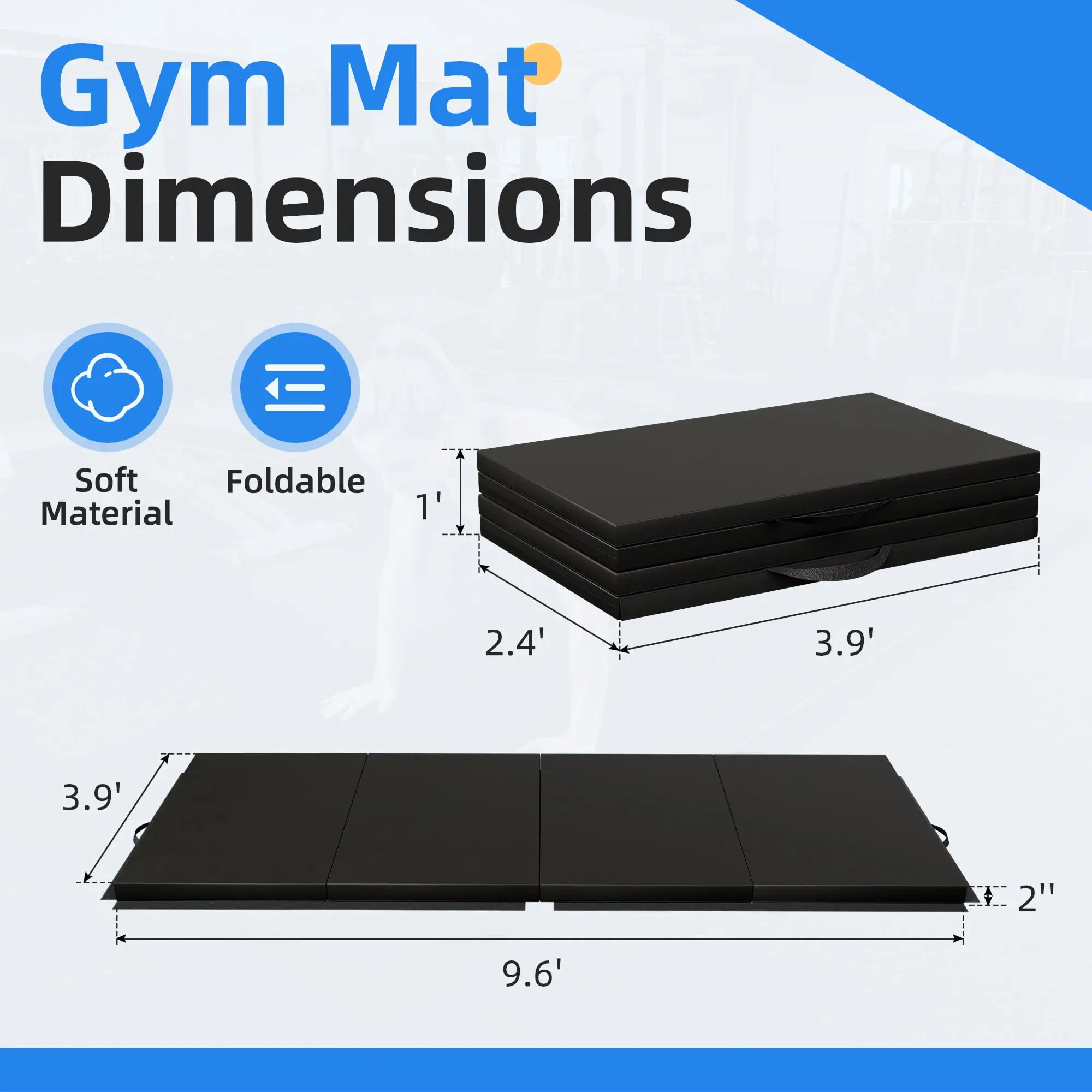 4'x10'x2 Thick Folding Gymnastics Exercise Mat Aerobics Stretching Yoga Mats