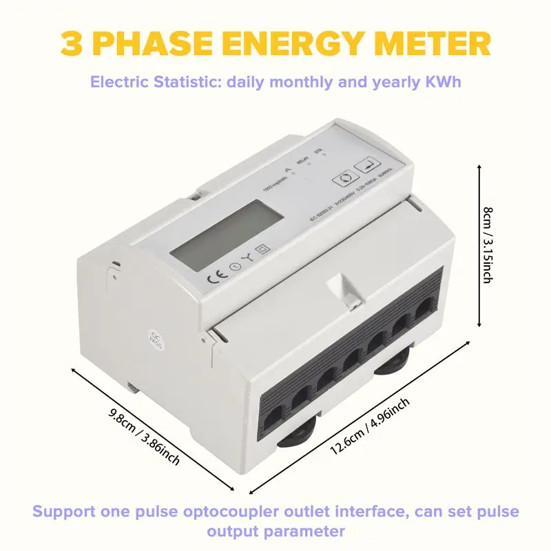 Medidor de energia trifásico a72z, kwh, monitor de energia, wattímetro, aplicativo tuya, interruptor remoto liga/desliga, 3x110/190v, 230/400vac