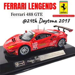 Bburago 1:43 2017 Ferrari 488GTE Replica Car Model, with Acrylic Case Plate, Scale Monte Carlo Le Mans Daytona Miniature Toy