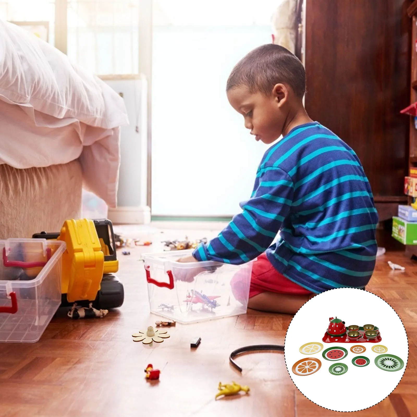 1Set Simulation Tea Ware Plaything for Kids Mini House Decor Imitation Teapot Creative Educational Gift Children Hand-Eye