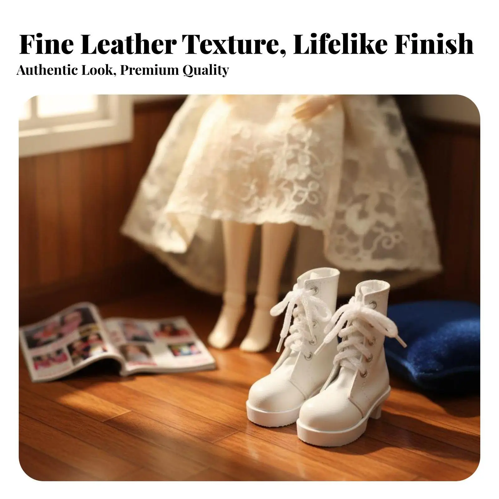 Doll Ankle Boots PU Leather 60cm Doll Shoes Fashionable Design Miniature Utility