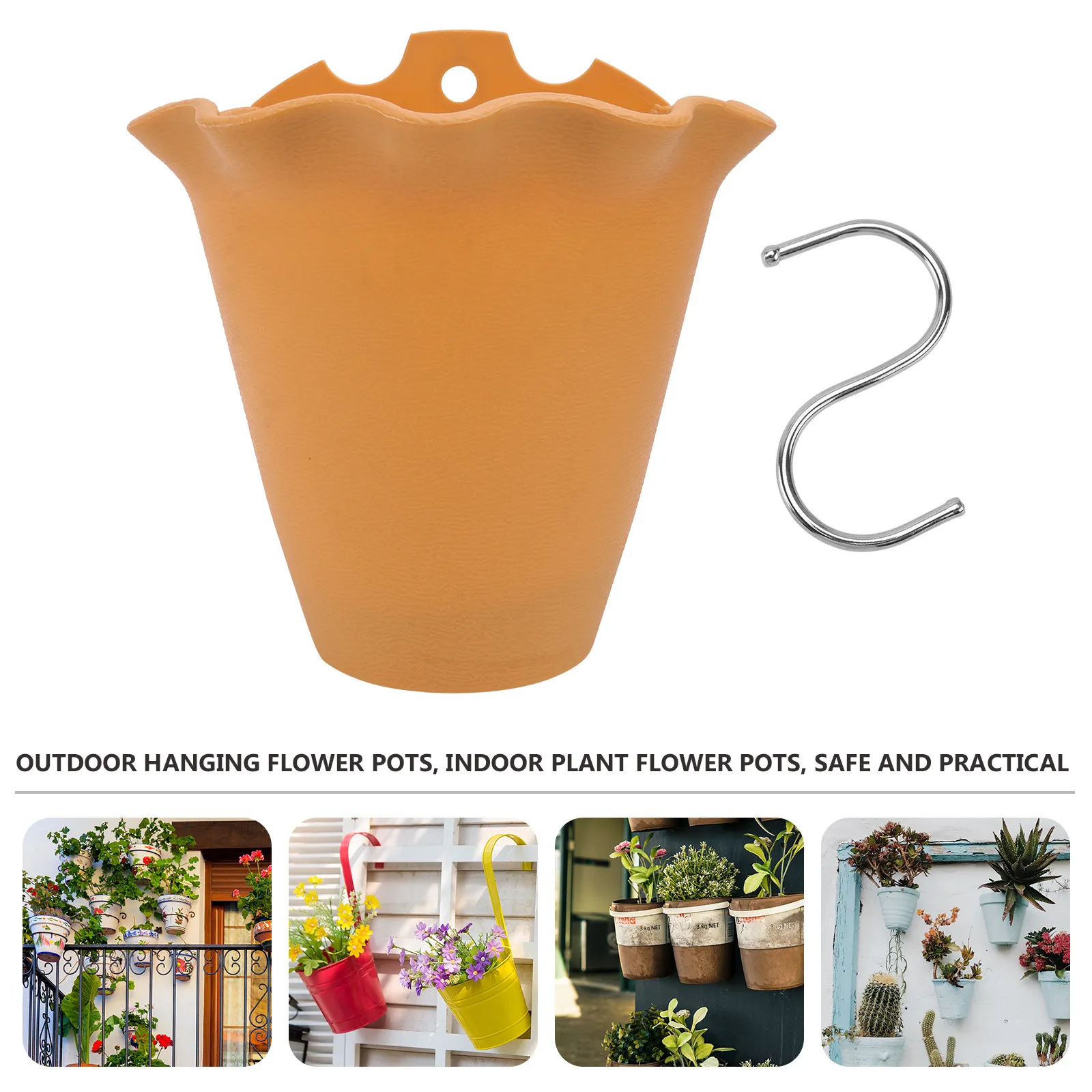1Pcs Wall-Mounted Plastic Hanging Flowerpot Modern Simple Design Space-Saving Indoor Outdoor Balcony Garden Decorative Planter