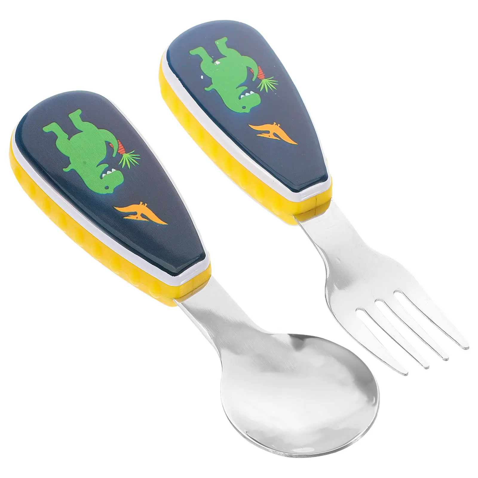 

1Set Toddler Utensils Set Stainless Steel Spoon Fork with Cute Cartoon Characters for Baby Feeding Training Home Travel