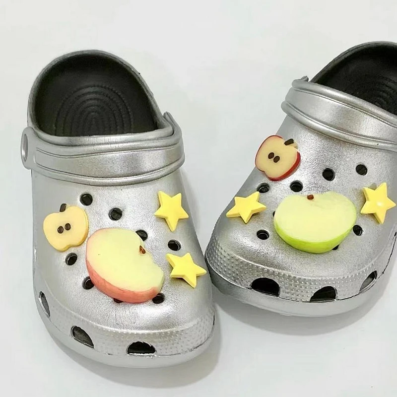 

1Set Summer Fresh Apple Sliced Shoe Charms Set Advanced Fruit Shoe Decorations DIY 3D Detachable buckle Shoes accessories