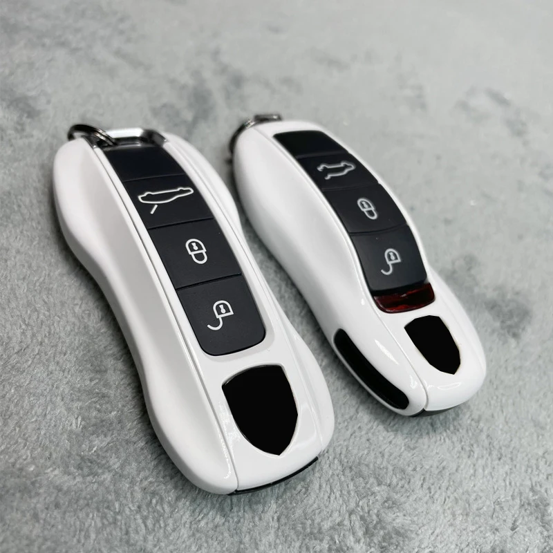 Key Case Pure White for Porsche 718 911 Panamera Cayenne Macan Boxster Cayman Car Key Shell Cover Remote Control Fob Replace