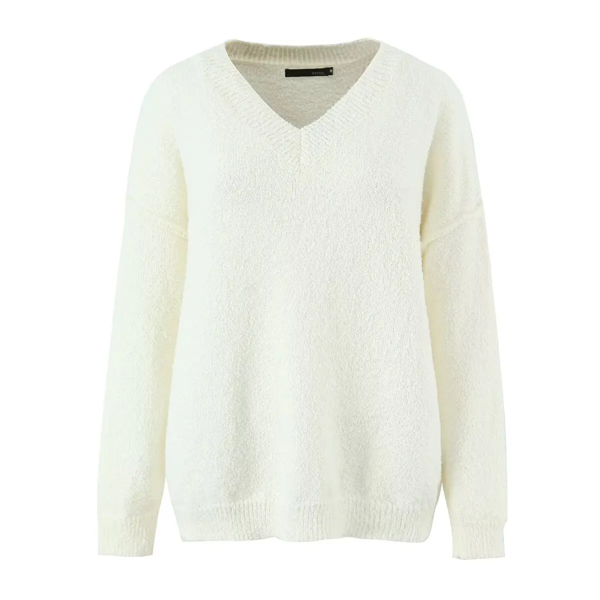 

JNLEAOG Autumn New Faionable Women's Design Sense Wind Sweater Straight Cut Regular Sve Long V-ne Warm Polyester Fiber