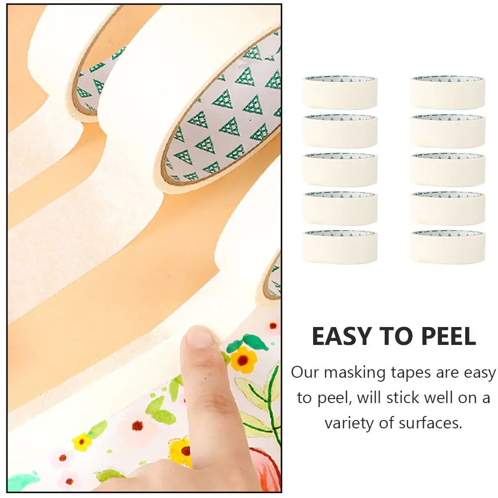 10Pcs Painting Masking Tape for DIY Crafts Art Projects Clean Removal No Residue on Walls Cars Windows Glass Surfaces Painters