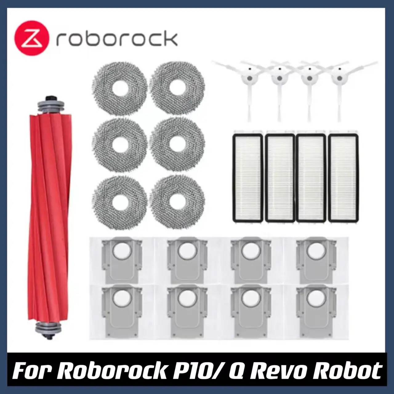 Roborock-Robô Aspirador Acessório, Escova lateral principal, Filtro Hepa, Panos de esfregão, Peça sobresselente saco de pó, Q Revo P10, A7400RR