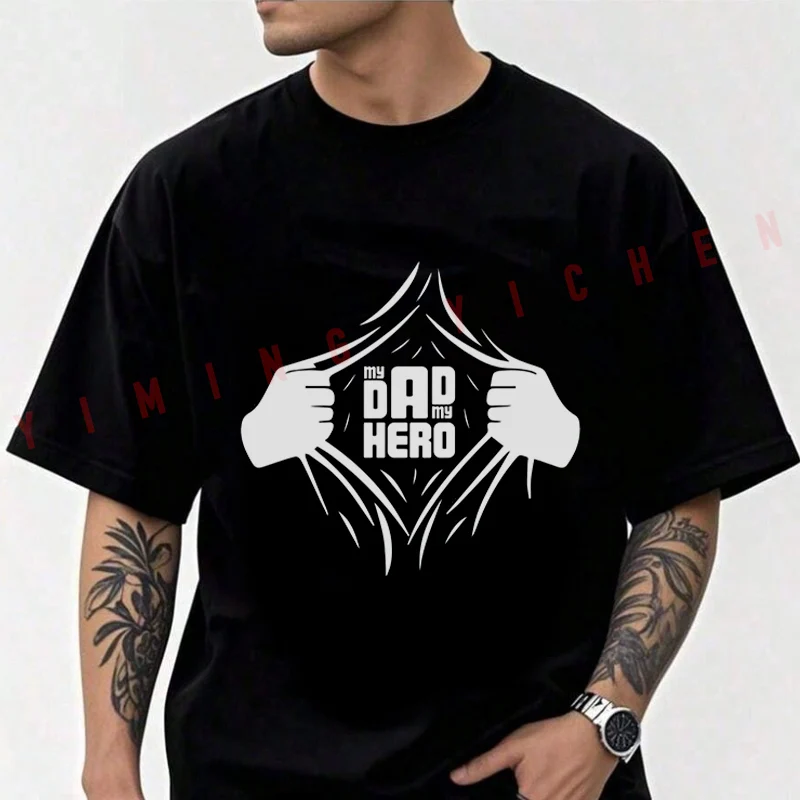 

My Dad My Hero Graphic Motorcycle T-Shirt Men Cotton O-neck Short Sleeve TShirt Fashion Tops Tee