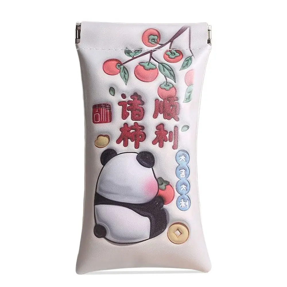

Cartoon Panda Cat Glasses Bag PU Leather Waterproof Coin Bag Anti Scratch Automatic Shutdown Cosmetics Storage Bag Unisex