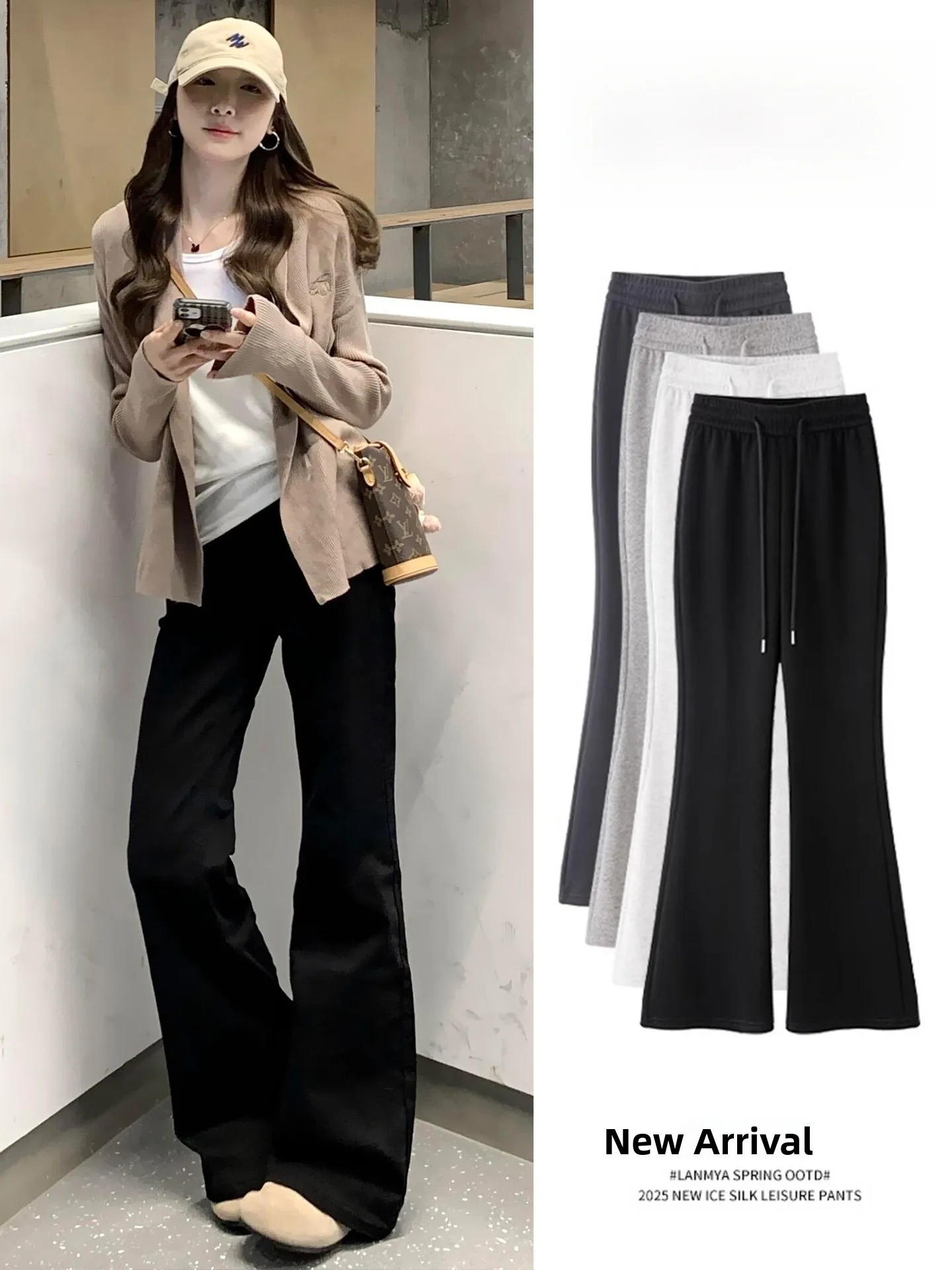 

Расклешенные брюки для йоги с высокой талией на подкладке, женская повседневная спортивная одежда, удобные зимние брюки из смеси хлопка и полиэстера