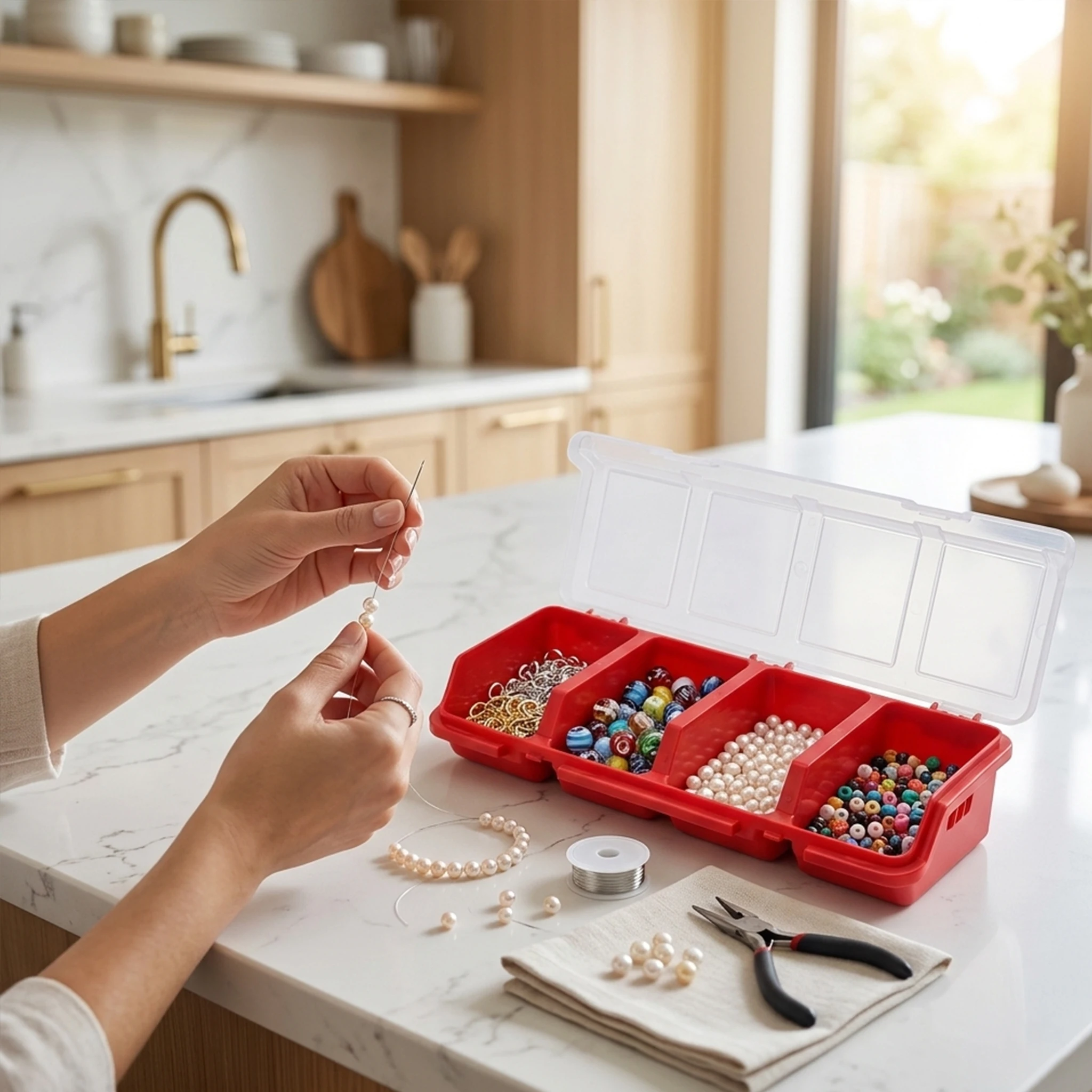Multi-Compartment Organizer Box For Screws & Small Parts - Durable Plastic Hardware And Jewelry Storage Case