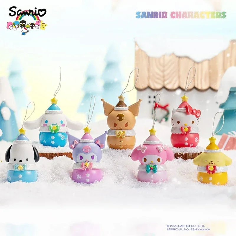 MINISO Sanrio Personagens Inverno Water Sound Bell Série, Pingente Cego Box, Kuromi My Melody Cinnamoroll Presente de Aniversário Pachacco