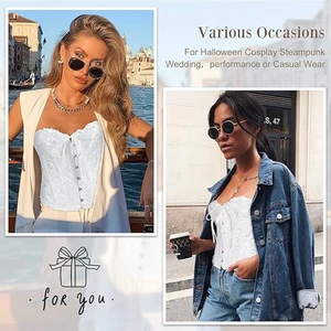 BurVogue kadın Dantel-Up Seksi, Çiçek, Kemikli Korse Overbust Vücut Şekillendirici BustierLingerie Bodyshaper Üst, Korseler Üst - Tüllü gövdede 6 büyük satış-siyah no. 2