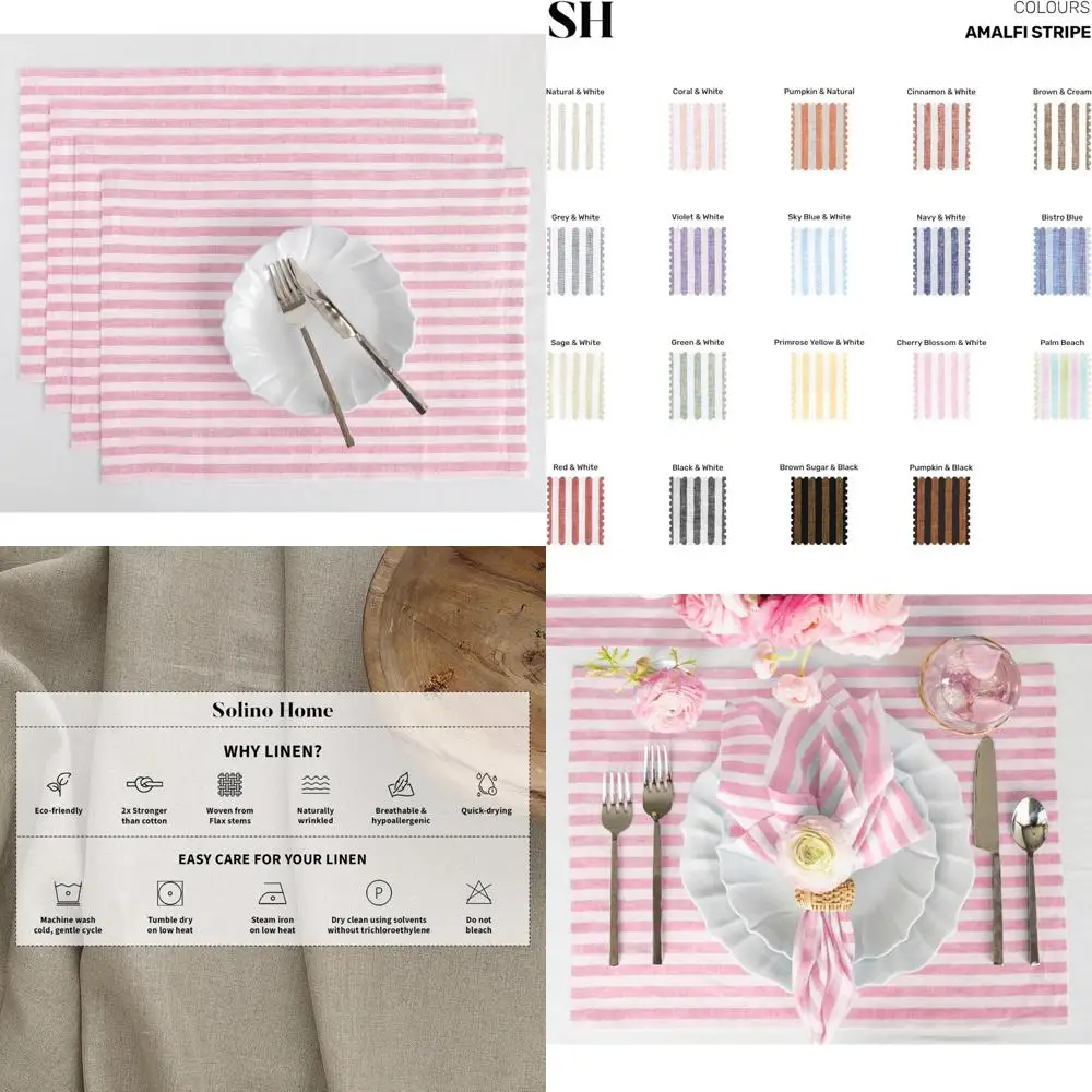 

Набор льняных салфеток в полоску вишневого цвета, 4 шт., 14x19 дюймов, чистый лен, элегантные обеденные аксессуары