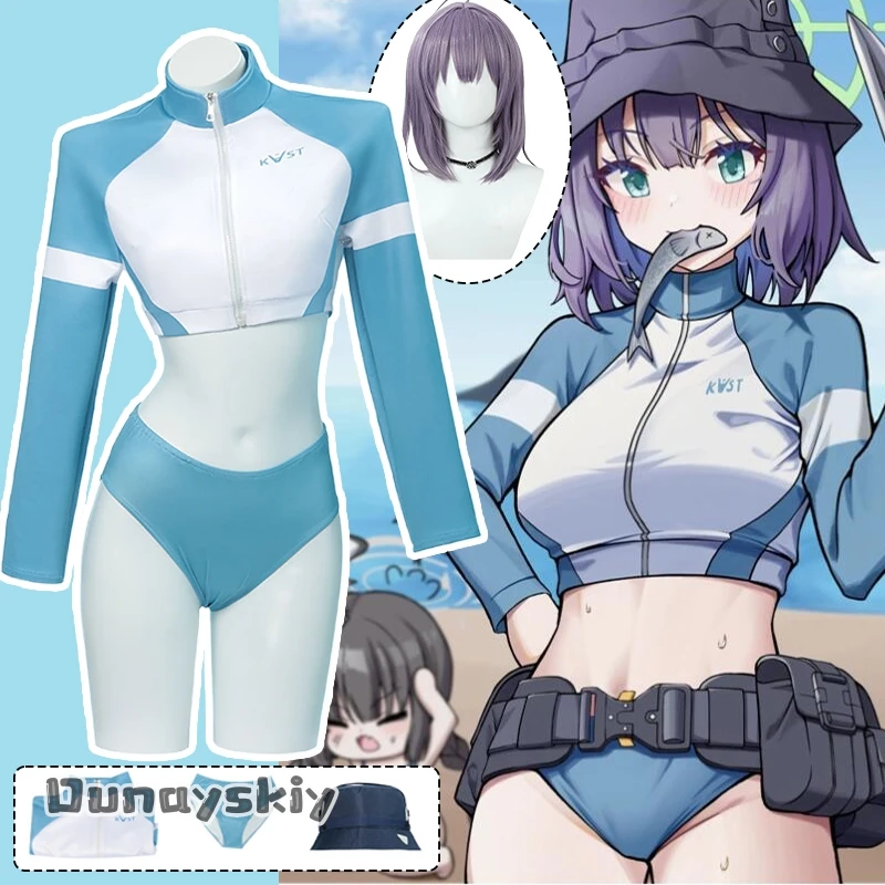 

Игра Синий Архив Sorai Saki Купальник Косплей Костюм Женщины Два Части Синие Купальники Аниме Sorai Saki Одежда Парик Опора Костюмы