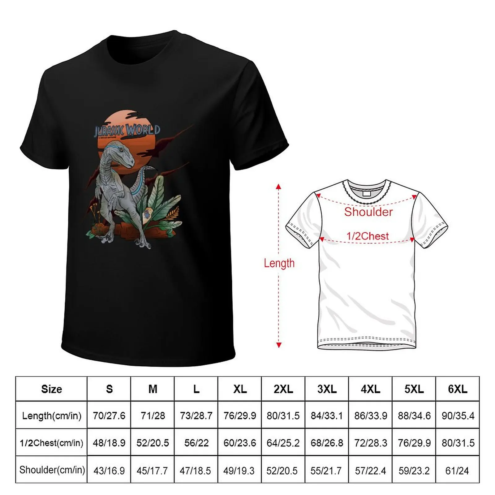 Blue - Velociraptor - Jurassic World T-Shirt Plus Size Basic Cotton T-Shirt