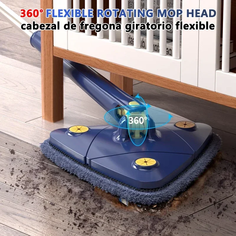 360 ° Rotating Triangular Mop Powerful Self Squeezing Floor Wash Mop, Ultrafine Fiber Wall and Ceiling Tile Cleaning Broom