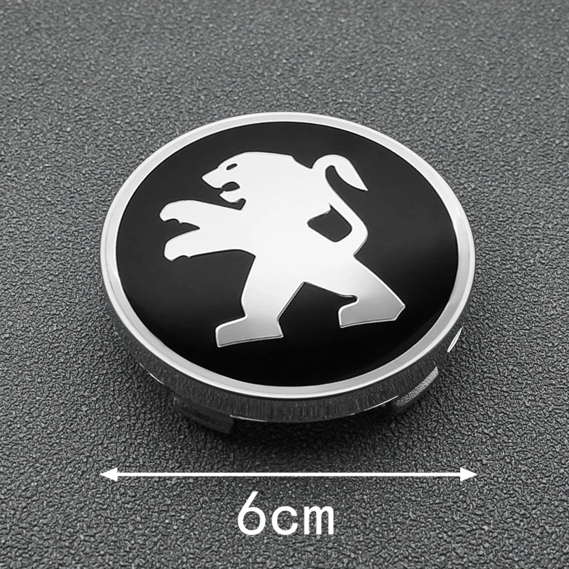 4PC 60mm Car Styling Wheel Center Hub Caps Rim Cover Badge Sticker For Peugeot 208 308 2008 207 508 607 106 307 206 301 4008 406