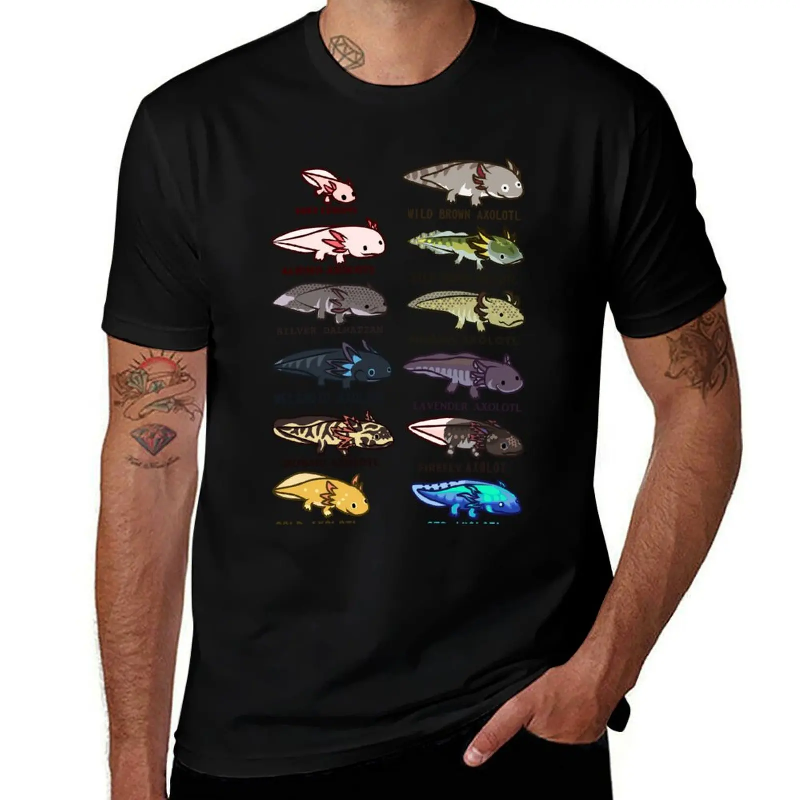 axolotl morphs and colors T-Shirt designer shirts oversized fitted t shirts for men