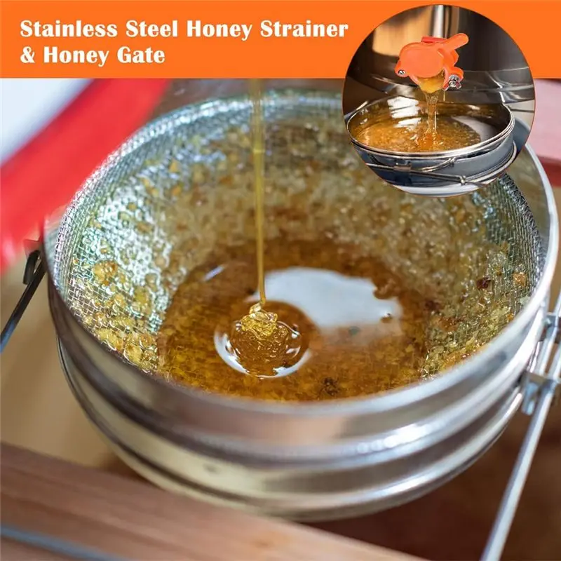 ABRE-Honey Harvesting Beekeeping Tool Set Double Sieve Honey Strainer, Frame Grip, Coverless Fork, Coverless Needle Roller