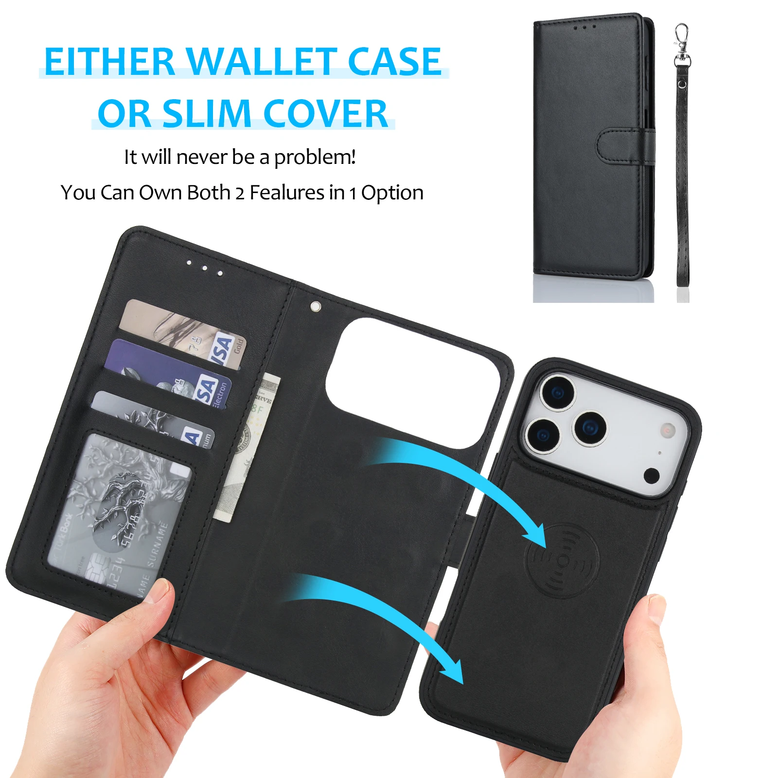 Luxury Calfskin 2 in 1 Detacha - Leather Folio Wallet Case ulasan dan harga