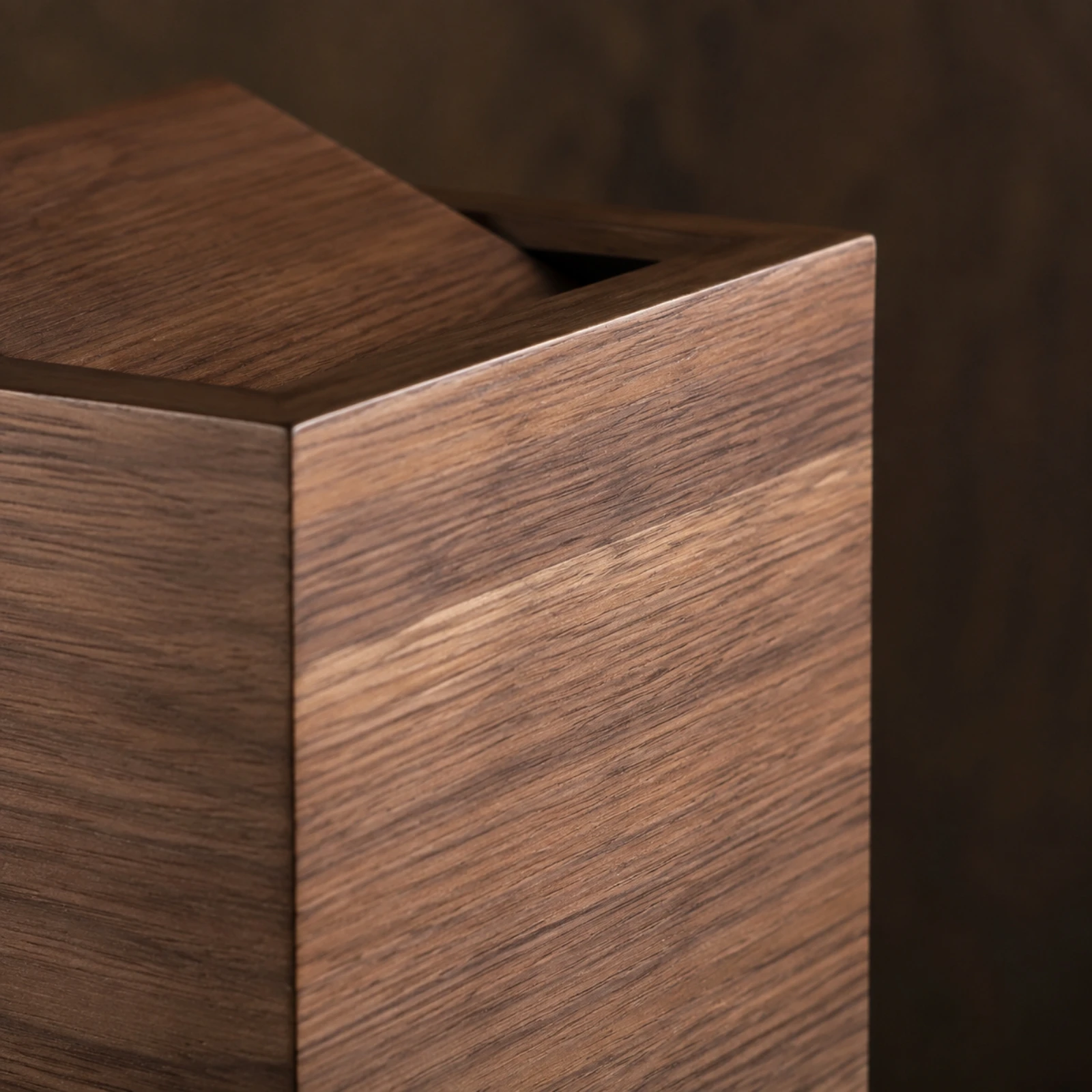 Square Wooden Wastebasket with Flip Lid Easy to Clean Wood-Grain Waste Bin with Black Inner Section for Living Room, Office