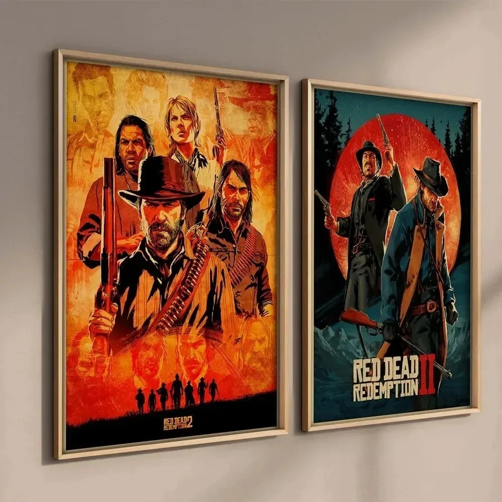 Popular Vintage Game Red Dead Redemption 2 Home Decoration Wall Decor Poster Aesthetic Cafe Kids Room Posters Canvas Painting