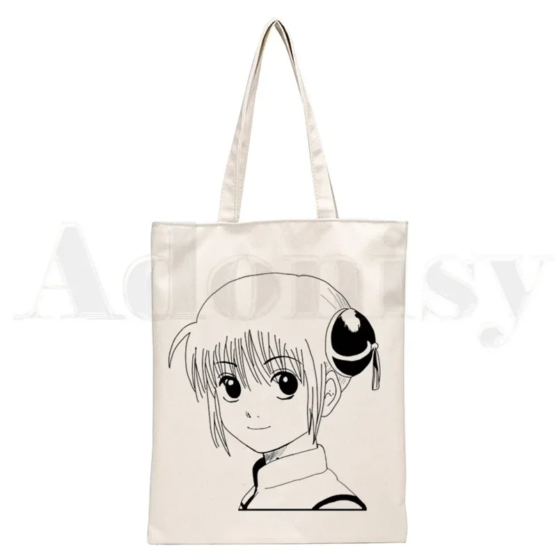 Gintama Anime Sakata Gintoki Kagura Graphic Cartoon Print Shopping Bags Girls Fashion Casual Pacakge Hand Bag